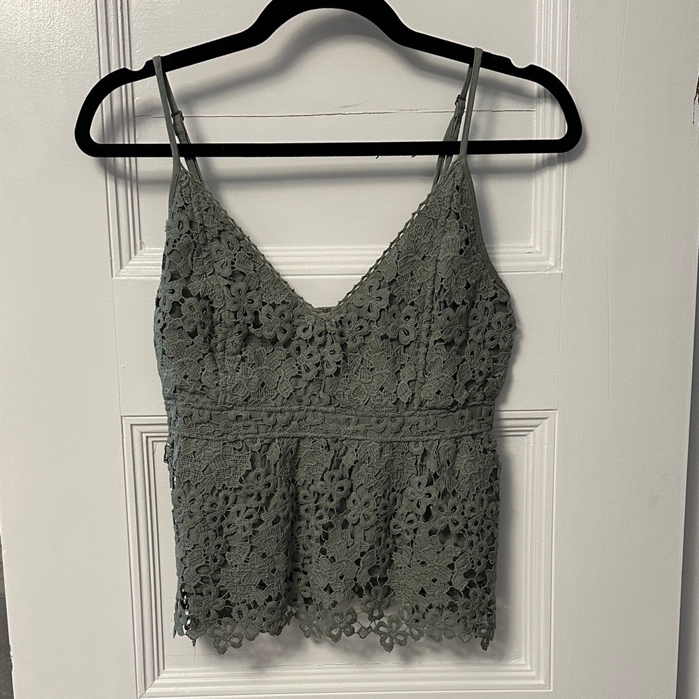 Abercrombie & Fitch Lace Camisole in Sage